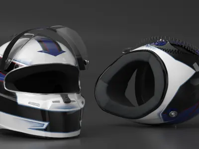  Professional Race Helmet with Blue Accents 