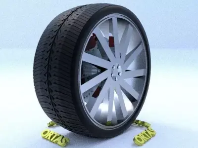 ORTAS CAR RIM 35 GAME READY RIM TIRE AND DISC 3D model