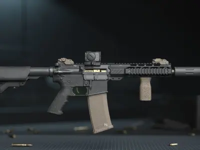Weapon - AR15 HoloSight AimPoint - assault rifle Low-poly 3D model