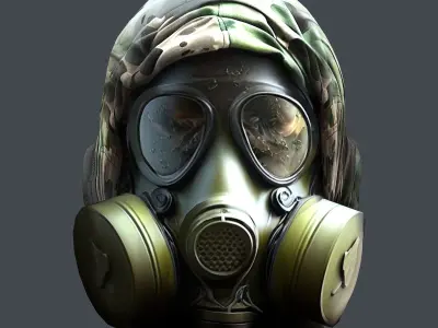 helmet Gas mask  3d model military combat Low-poly  Low-poly 3D model