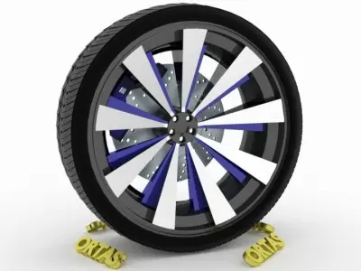 ORTAS CAR WHEEL RIM 93 GAME READY WHEEL RIM TIRE 3D model