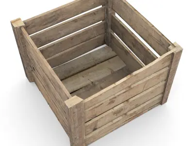 Wooden crate Low-poly 3D model 3