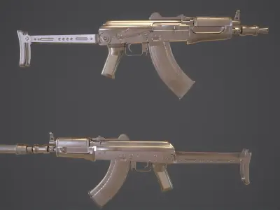 AKS Russian Assault Rifle Game Ready 6 Variations Low-poly 3D model
