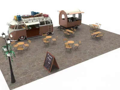Set Food coffee street cafe Low-poly 3D model