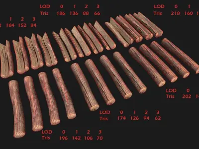 Firewood Logs Low-poly 3D model