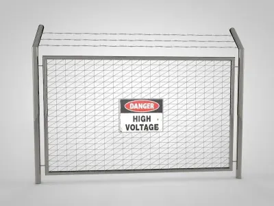 Steel Fence Low-poly 3D model