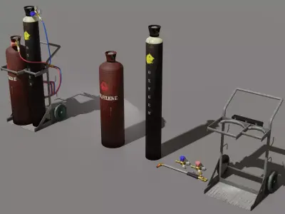 Cutting Torch Set Low-poly 3D model