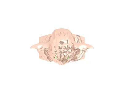 STAR WARS Sculpted Yoda Ring With Green Crystal Eyes 3D print model