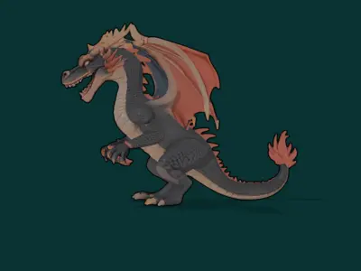 Cartoon evil dragon Low-poly 3D model