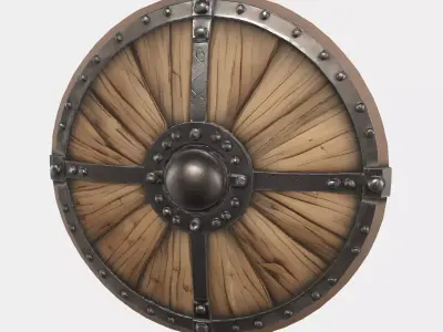 Wooden viking shield Free 3D model