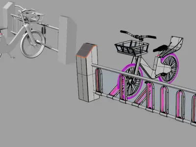 Bicycle and Rack 3D model