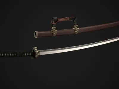 Japanese Katana Tachi Low-poly 3D model