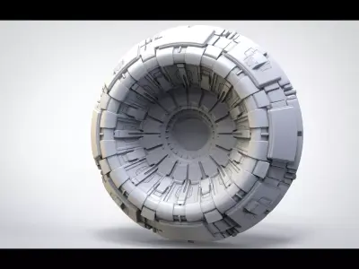 Sci-fi spaceship fighter jet engine flame nozzle 3D model  2 3D model