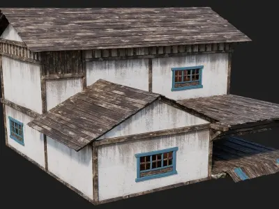 Old House Building 4K Textures GameReady 166 Low-poly 3D model
