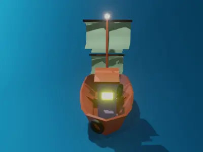 Low Poly Boat Water 3D Model Low-poly 3D model