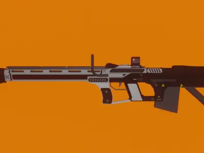 Low-poly Futuristic Triple Barrel Sniper Rifle Low-poly 3D model