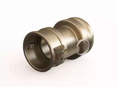 Coupling brass fitting with metal handle 3D model