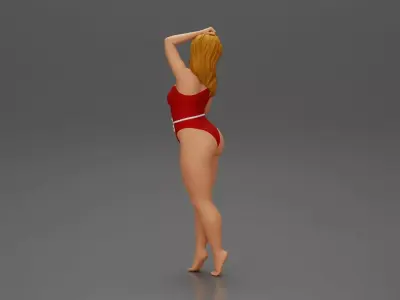 woman in a red swimsuit posing confidently 3D print model