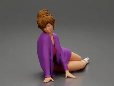 Beautiful woman lying wearing dress and cover 3D print model