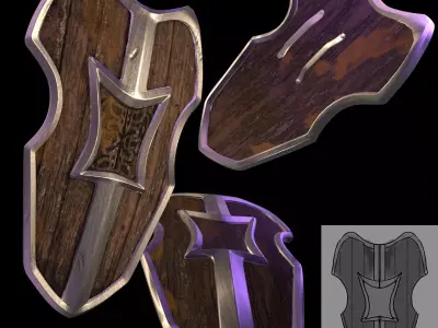 Shields pack Low-poly 3D model