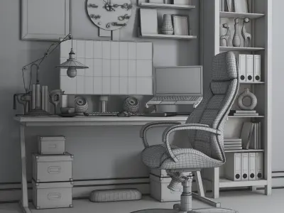 Workplace2 industrial desk lamp with shade 3D model