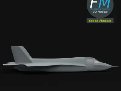 Stylized modern stealth fighter jet 3D model