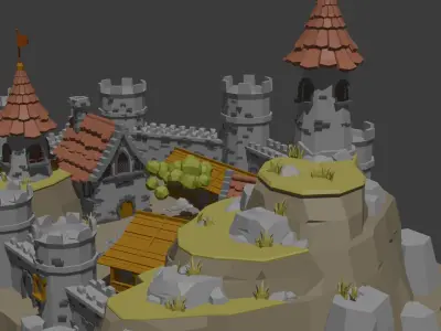 Low Poly Medieval Castle  Free low-poly 3D model