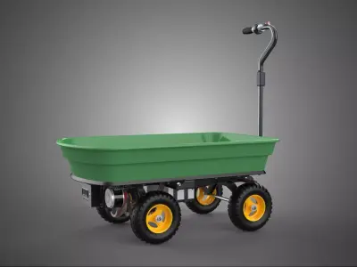 ELECTRIC POLY DECK GARDEN UTILITY CART WAGON TRAILER TROLLEY BED 3D model