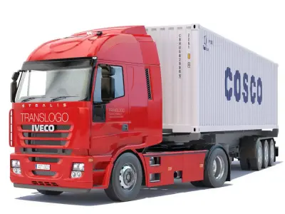 Iveco Stralis with 12 containers 3D model