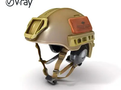 Tactical Helmet D Model Pack with Accessory Rail Attachments Low-poly 3D model