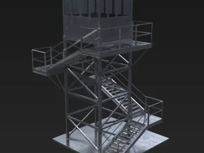 Military Watch Tower Low-poly 3D model