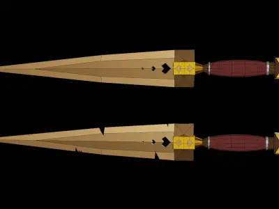 Steampunk Blade low-poly game ready Free low-poly 3D model