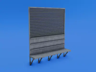 Metal tool shelf Low-poly 3D model