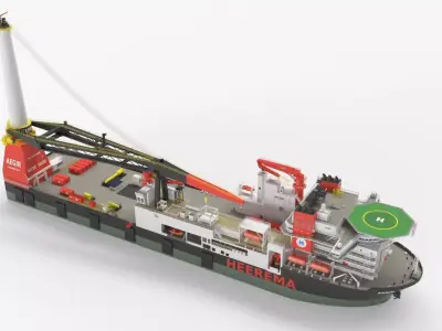 Heerema Aegir Ship Crane Vessel 3d Model 3D model