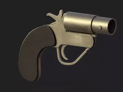 Flaregun revolver Low-poly 3D model