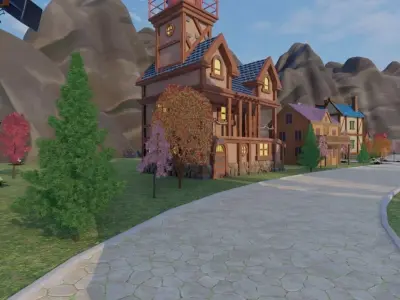 Charming Autumn Village 3D model