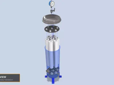 304 Stainless Steel 7 Cartridge Filter Housing 20 Inch 3D model