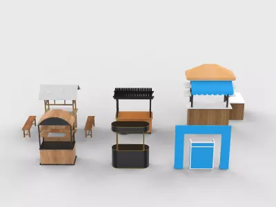 Food Carts set 3D model