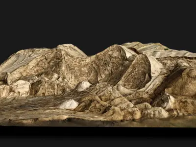 construction site terrain sand piles drone PBR photogrammetry Low-poly 3D model