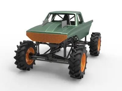 Mud truck 2 Scale 1 to 25 3D print model