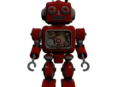 Classic Red Toy Robot 3D model