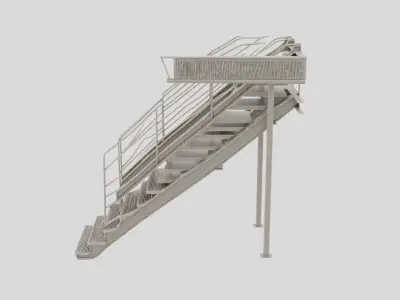 Industrial Factory Metal Staircase Segment for 3D print 3D model