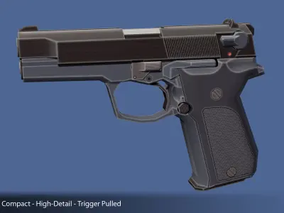 Low-Polygon Walther P88 Compact 9mm Pistol Low-poly 3D model