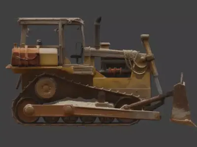 Post-Apocalyptic Desert Bulldozer Low-poly 3D model