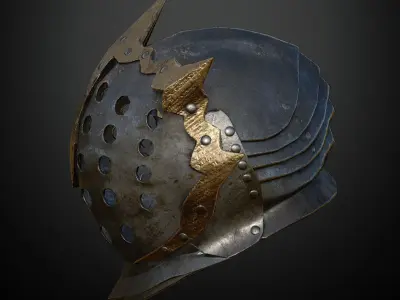 HELMET15 Game Ready metal helmet with holes 3D model