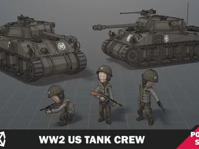 WW2 US Tank Crew Low-poly 3D model