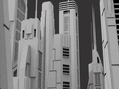 Sci-Fi building dressing kitbash PACK - 2 Low-poly 3D model