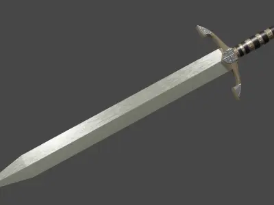 Spatha sword with Excalibur handle Low-poly 3D model