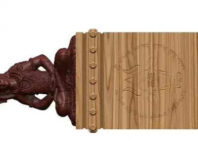 3D Model of Lord Shiva Reclining with Engraved Wooden Panel STL 3D print model