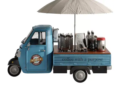 Foodtruck Coffee Blue set 4 3D model purchase